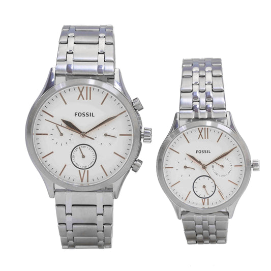 Fossil His and Her Fenmore Multifunction Stainless Steel Watch Gift Set - BQ2468SET - 796483468054