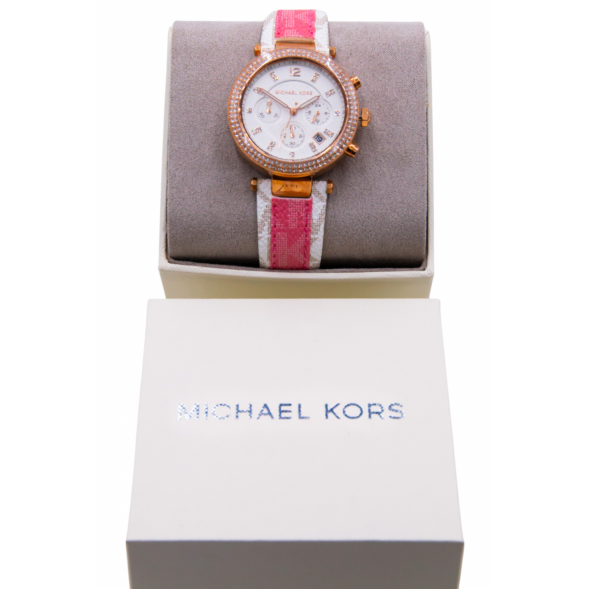 Michael Kors Parker Chronograph Tea Rose PVC Leather Watch MK6951 - 796483533110 