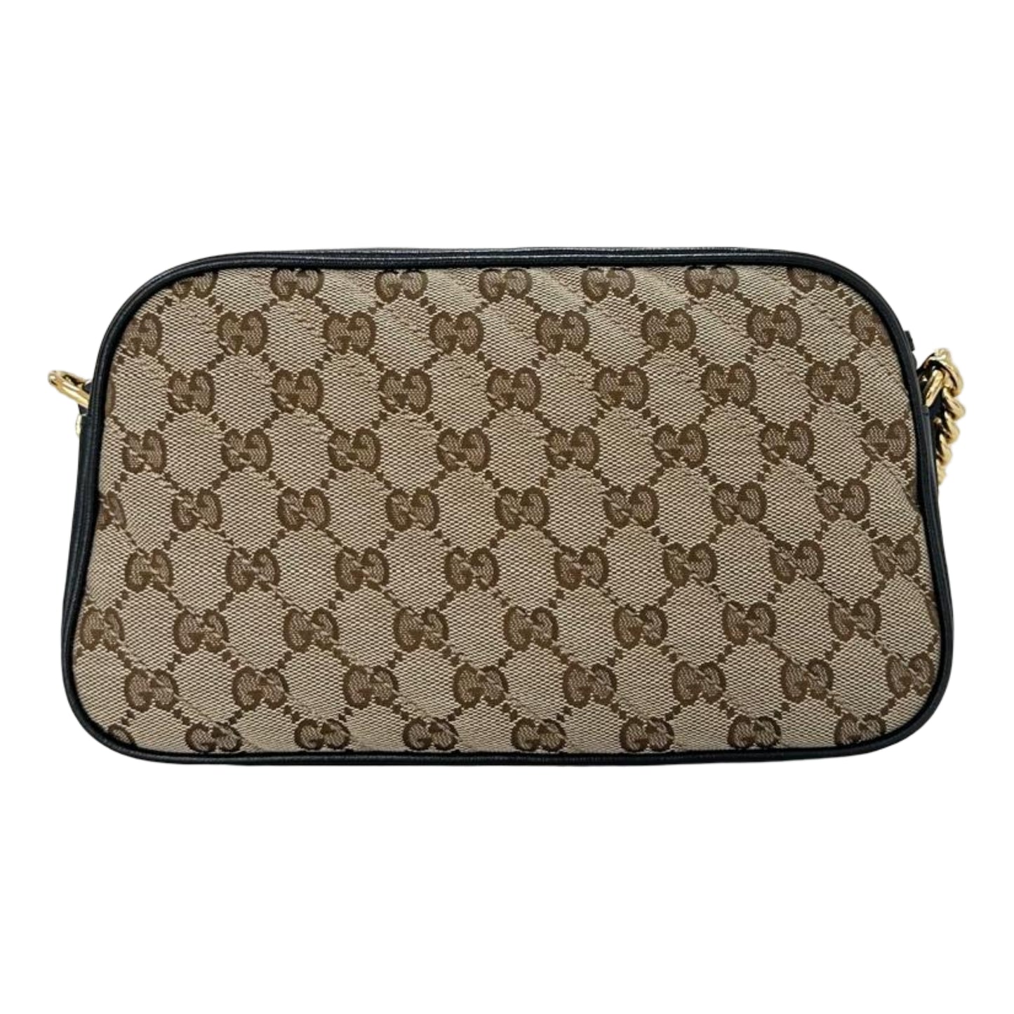 Gucci GG Marmont Original G Canvas Small Crossbody Bag- Beige/ Black