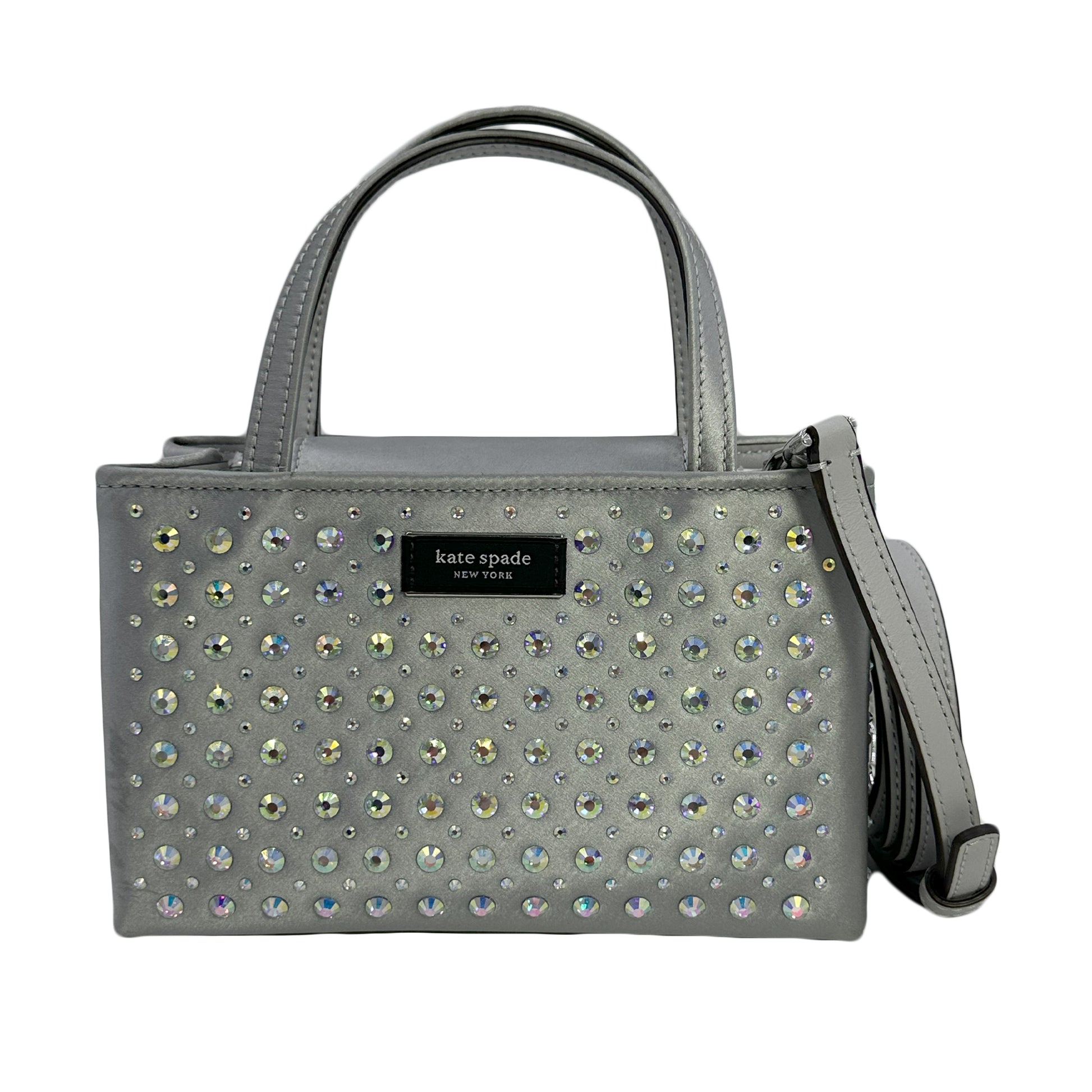 kate spade new york Sam Icon Crystal Embellished Fabric Women's Mini Tote - Platinum Grey - 196021357619