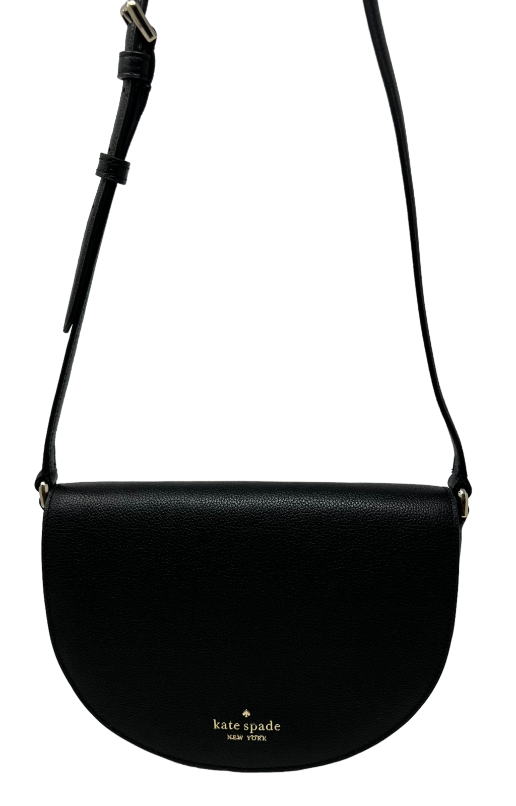 Kate Spade Flap Crossbody Crescent Black Pebble Leather Bag K8146 $329