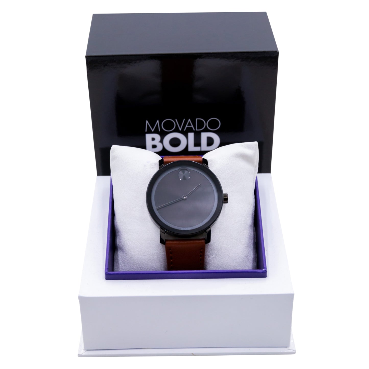 Movado Bold Cognac Leather Men's Watch - 3600537 - 885997281348