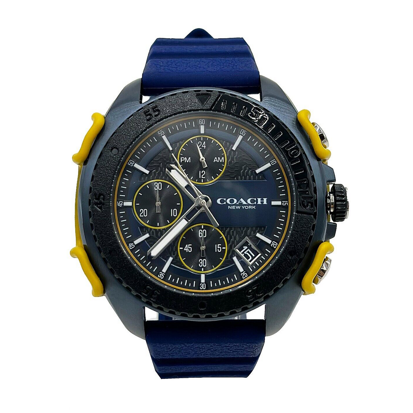 Coach Black Dial Blue Silicone Date Chronograph Men's Watch - 14602454 - 885997347709 