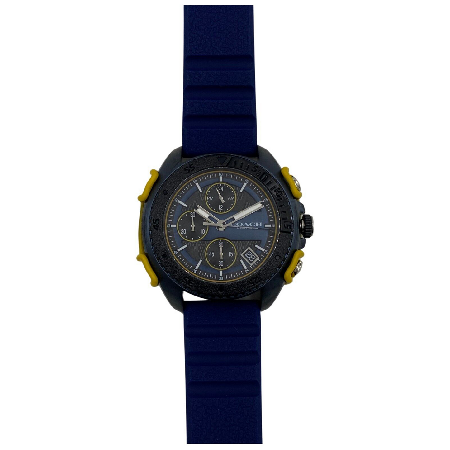 Coach Black Dial Blue Silicone Date Chronograph Men's Watch - 14602454 - 885997347709 