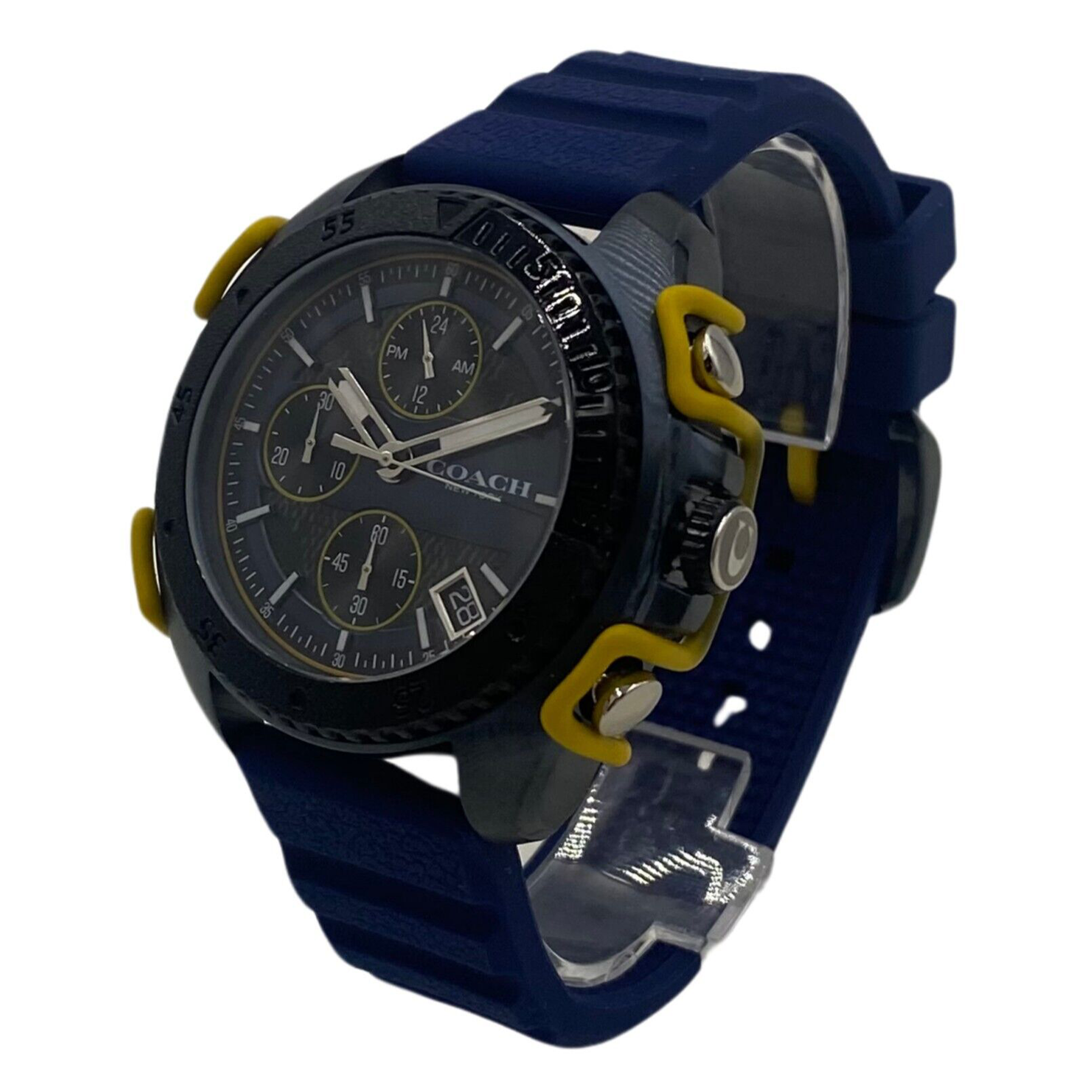 Coach Black Dial Blue Silicone Date Chronograph Men's Watch - 14602454 - 885997347709 