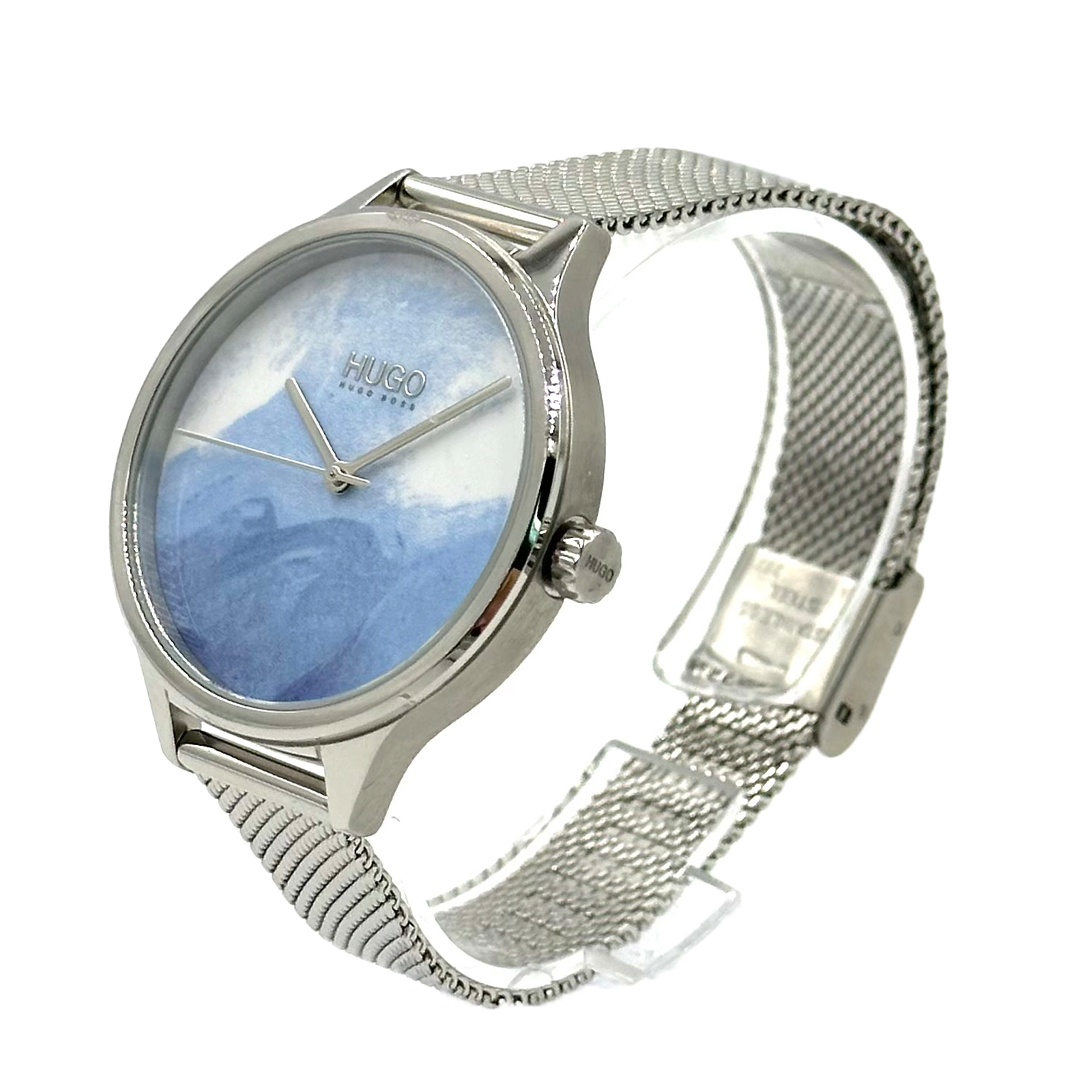 hugo boss ladies watch polished silver milanese bracelet ocean wave dial - 1540061 - 885997367752
