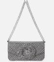 Ralph Lauren Glen Plaid Leather Sawyer Small Shoulder Crossbody Clutch- Silver