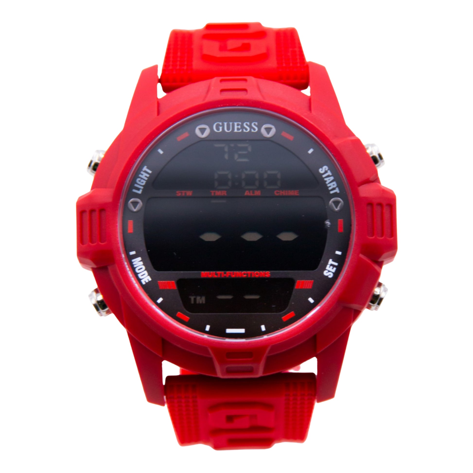 GUESS Men's Charge Red Silicone Quartz Watch - U1299G3 - 91661509384