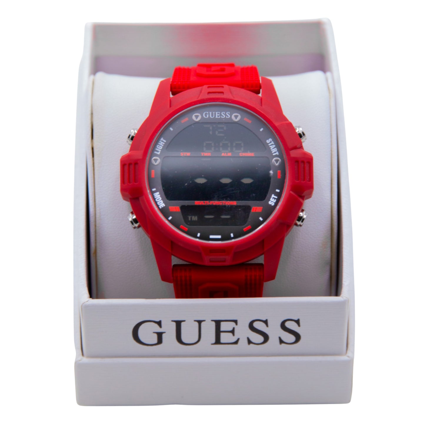 GUESS Men's Charge Red Silicone Quartz Watch - U1299G3 - 91661509384