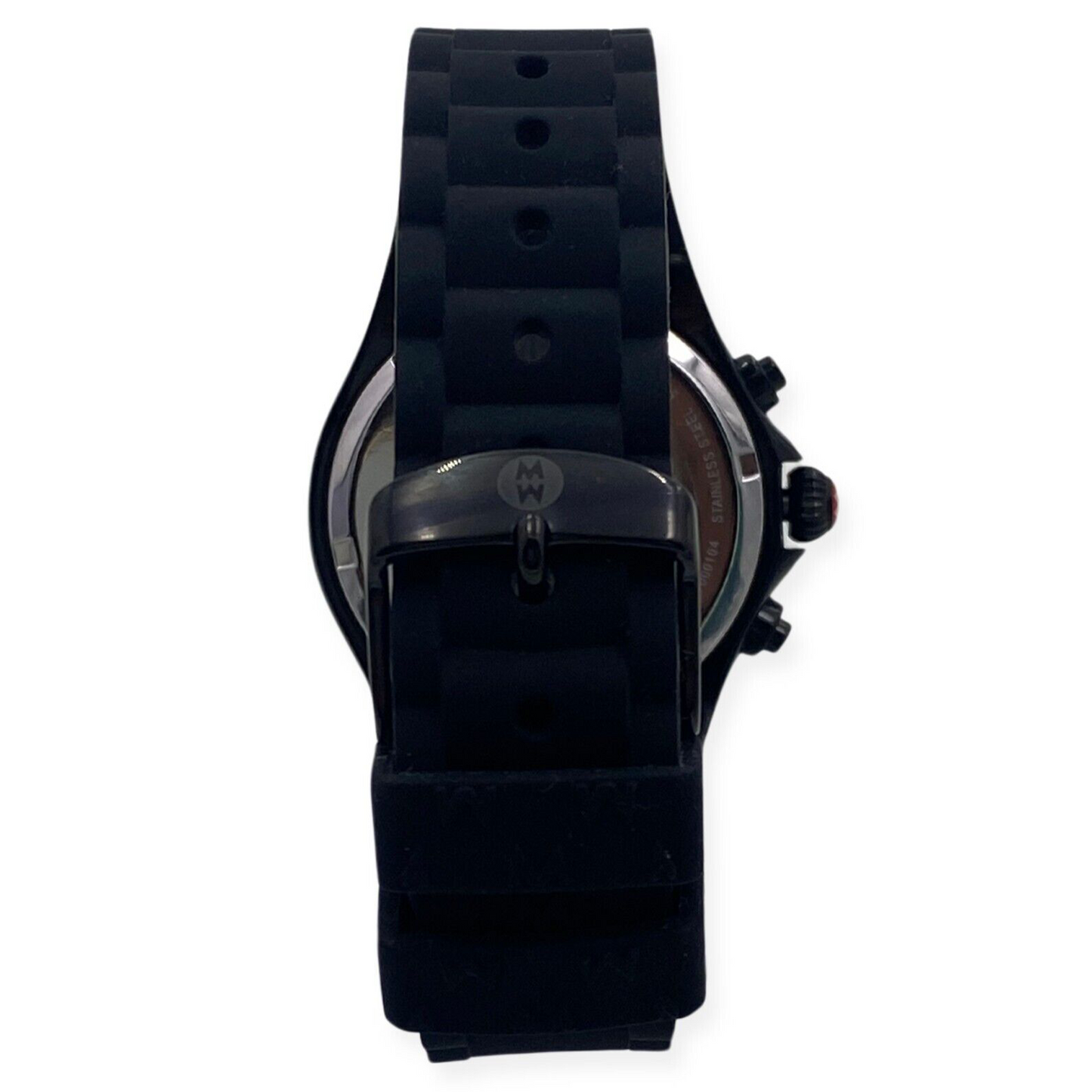 Michele Black Dial Silicone Strap Ladies Chronograph Watch - MWW12F000104 - 99945535234