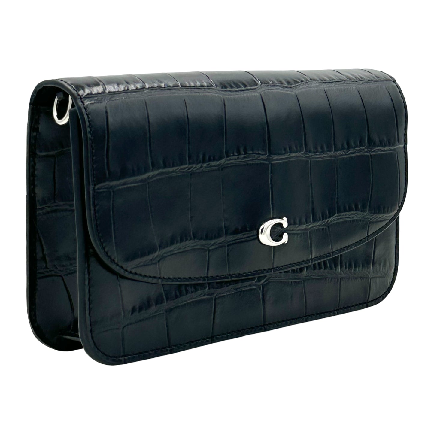 Coach Hayden Crocodile Embossed Leather Crossbody- Black
