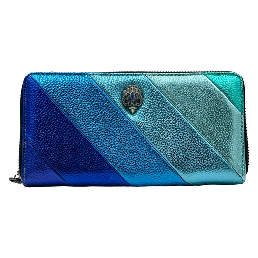 Kurt Geiger London Metallic Stripe Zip Around Leather Wallet-  Blue