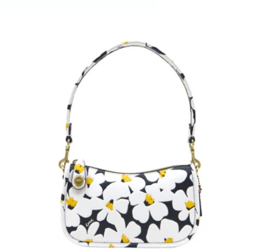 Coach Floral Print Glovetanned Leather Swinger Bag 20 - Chalk Multi