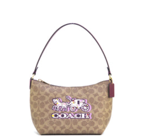 Coach Zip Top Shoulder Bag In Signature Canvas With Horse And Carriage Print