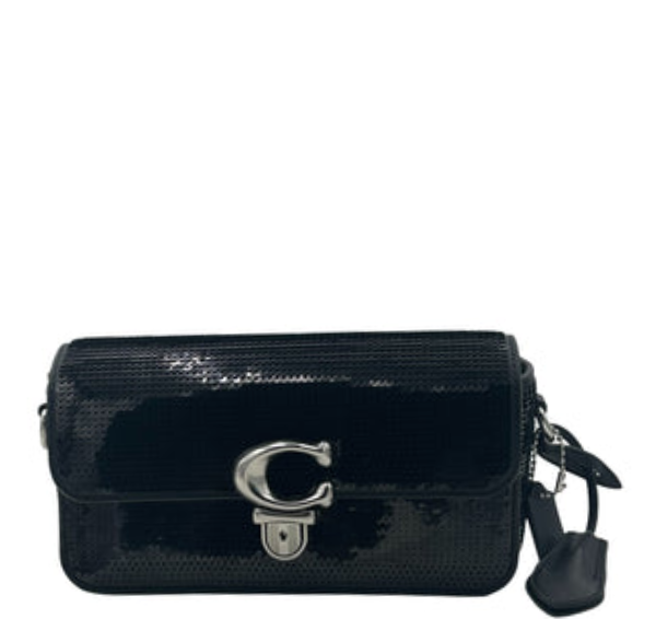 Coach Studio Baguette Sequin Crossbody Bag - Black