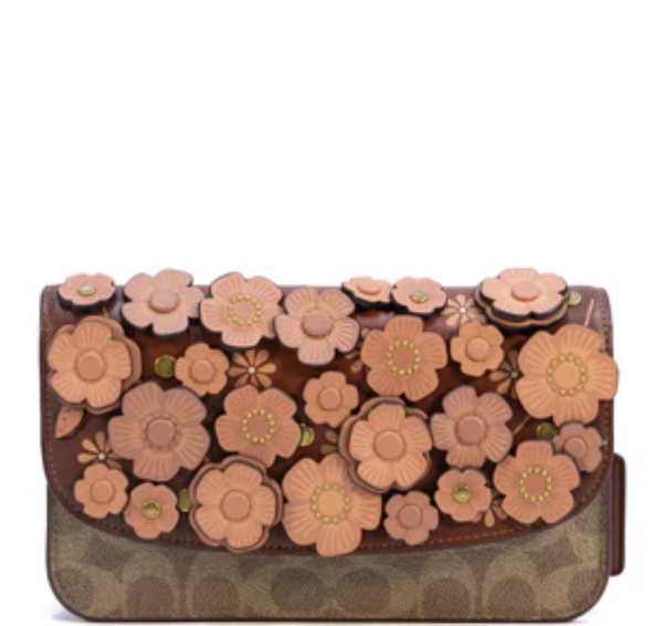 Coach Hayden Crossbody In Signature Canvas With Tea Rose Print - Tan Rust Multi