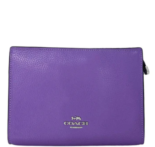 Coach  Slim Crossbody Pebbled Leather-Silver/Iris