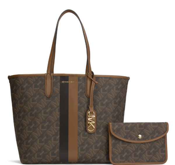 Michael Kors Eliza Logo Leather Large Tote Bag - Brown