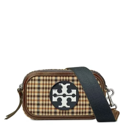 Tory Burch Miller Plaid Mini Crossbody Bag - Brown