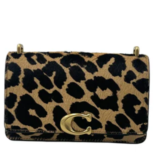 Coach Bandit Crossbody Bag In Haircalf With Leopard Print- Brass/Leopard