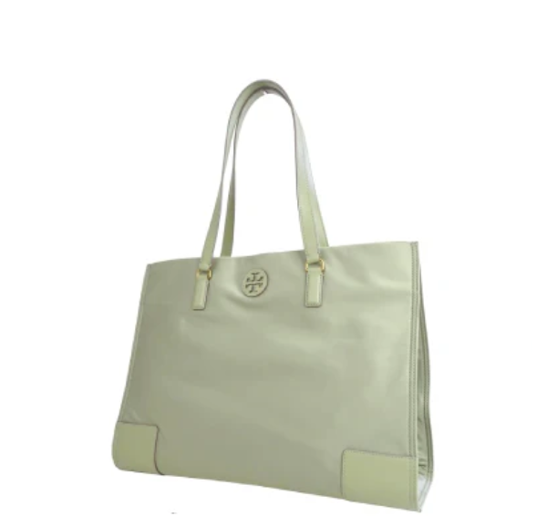 Tory Burch Womens Ella Gold-Tone Hardware Large Nylon Tote Bag-Light Green