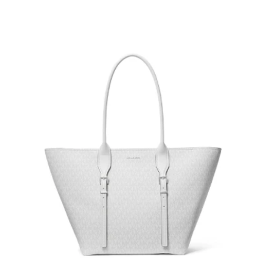 Michael Kors Moore Large Buckle Tote-Optic White