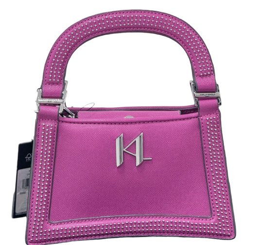 Karl Lagerfeld Paris Forine Embellished Logo Leather Shoulder Bag-Cactus Flower