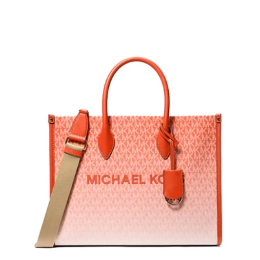 Michael Kors Mirella Signature Crossbody Shopper Tote Bag Handbag- Red Clay