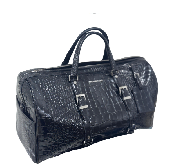 Michael Kors Bedford Travel Extra Large Embossed Duffle Bag Weekender- Black