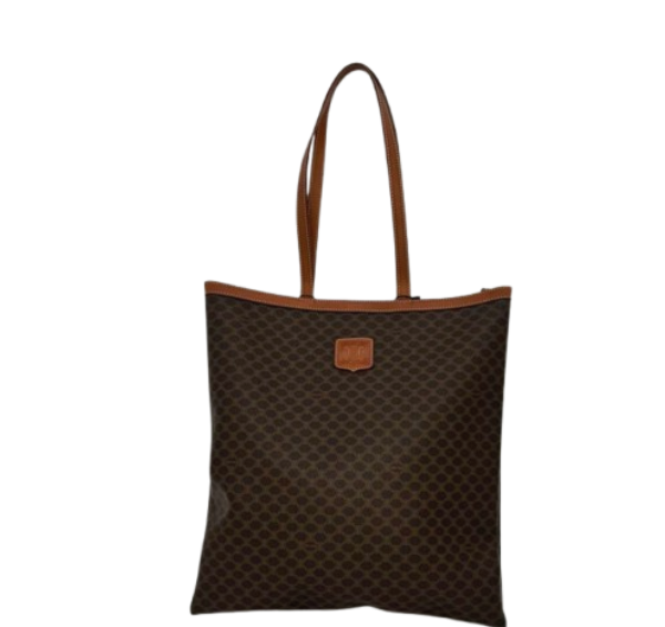 Celine Brown Macadam Coated Canvas & Leather Shoulder Bag