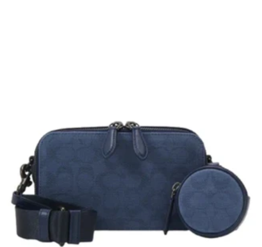 Coach Charter Slim Crossbody Bag In Signature Canvas Jacquard - Navy