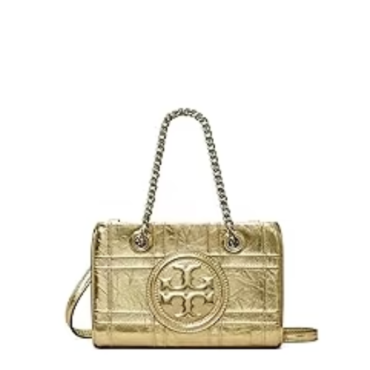 Tory Burch Fleming Soft Metallic Quilt Mini Chain Tote 18 Kt - Gold