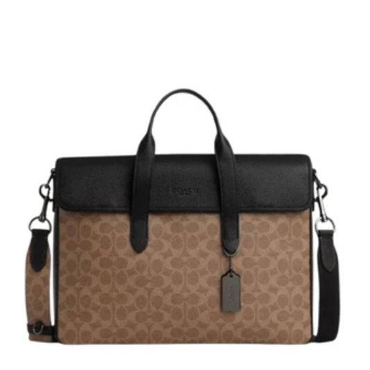 Coach Sullivan Brief In Signature canvas - Tan/Black