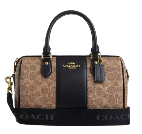 Coach Rowan Satchel Bag In Signature Canvas - Tan/Black