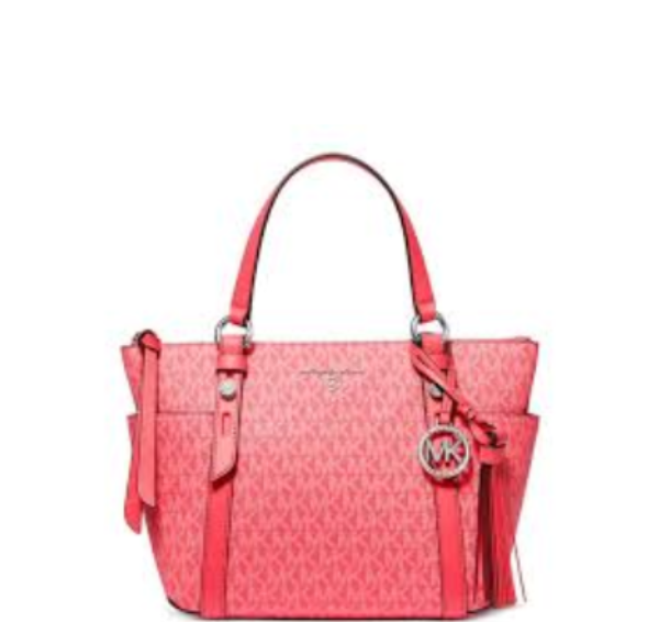 Michael Kors Logo Sullivan Convertible Top Zip Tote - Geranium