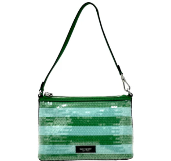 Kate Spade Lulu Seaside Stripe Sequin East West Pouchette - Green