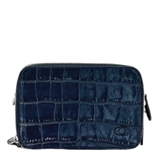 Coach Crocodile Embossed Charter Crossbody 19 Bag  - Black
