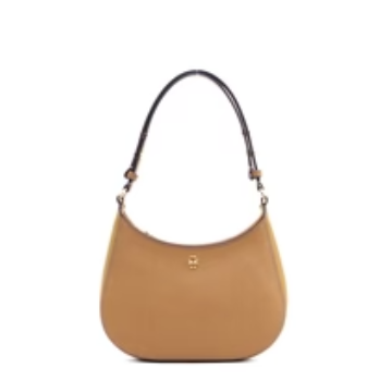 Tory Burch Emerson Saffiano Leather Shoulder Bag in Gold/Brown