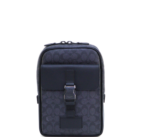 Coach Track Pack In Signature Canvas - Charcoal / Black