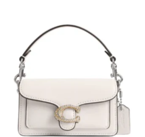 Coach Tabby Bag 12 In Metallic- Metallic Leather/Brass/Chalk