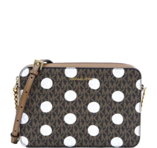 Michael Kors Jet Set Item East West Crossbody Bag Polka Dots- Brown