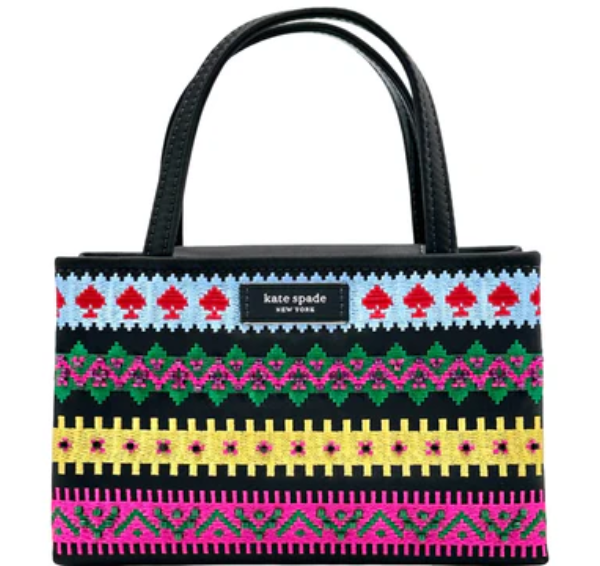 Kate Spade Sam Icon Carnival Fairisle Mini Tote Crossbody Handbag - Black Multi