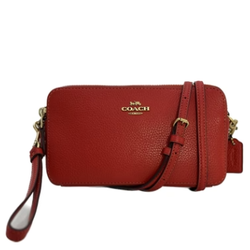 Coach Women's Kira Pebbled Red Leather Convertible Crossbody Bag