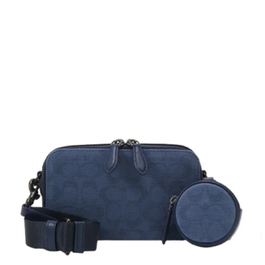 Coach Charter Slim Crossbody Bag In Signature Canvas Jacquard - Navy