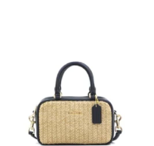 Coach Satchel Crossbody Straw - Toast Black