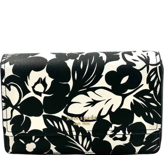Kate Spade Morgan Tropical Foliage Flap Chain Wallet - White/Black