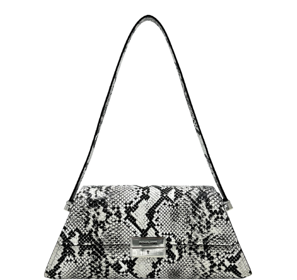 Michael Kors Ludlow Medium Snake Embossed Leather Shoulder Bag - Aluminum