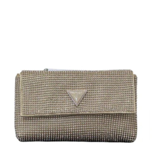 Guess Zalina Small Rhinestone Flap Clutch - Gold