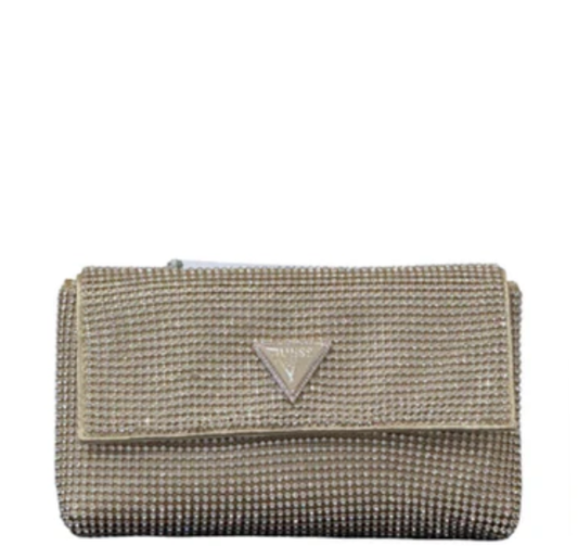Guess Zalina Small Rhinestone Flap Clutch - Gold
