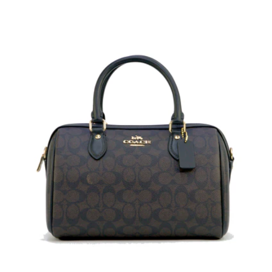 Coach Rowan Satchel Bag In Signature Canvas - Walnut Black